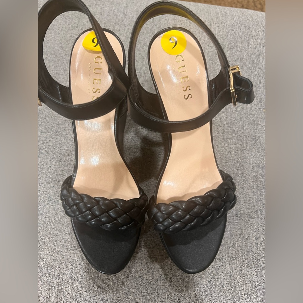 New Guess black wedge heels size 9